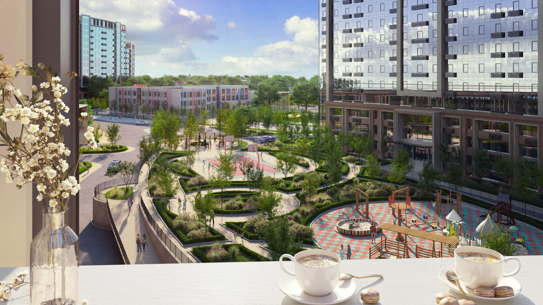 Широкие обустроенные дворы