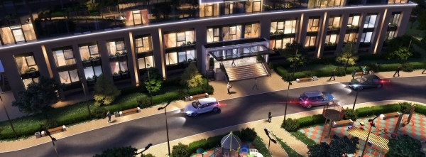 Дворик в вечернем освещении (1й дом)